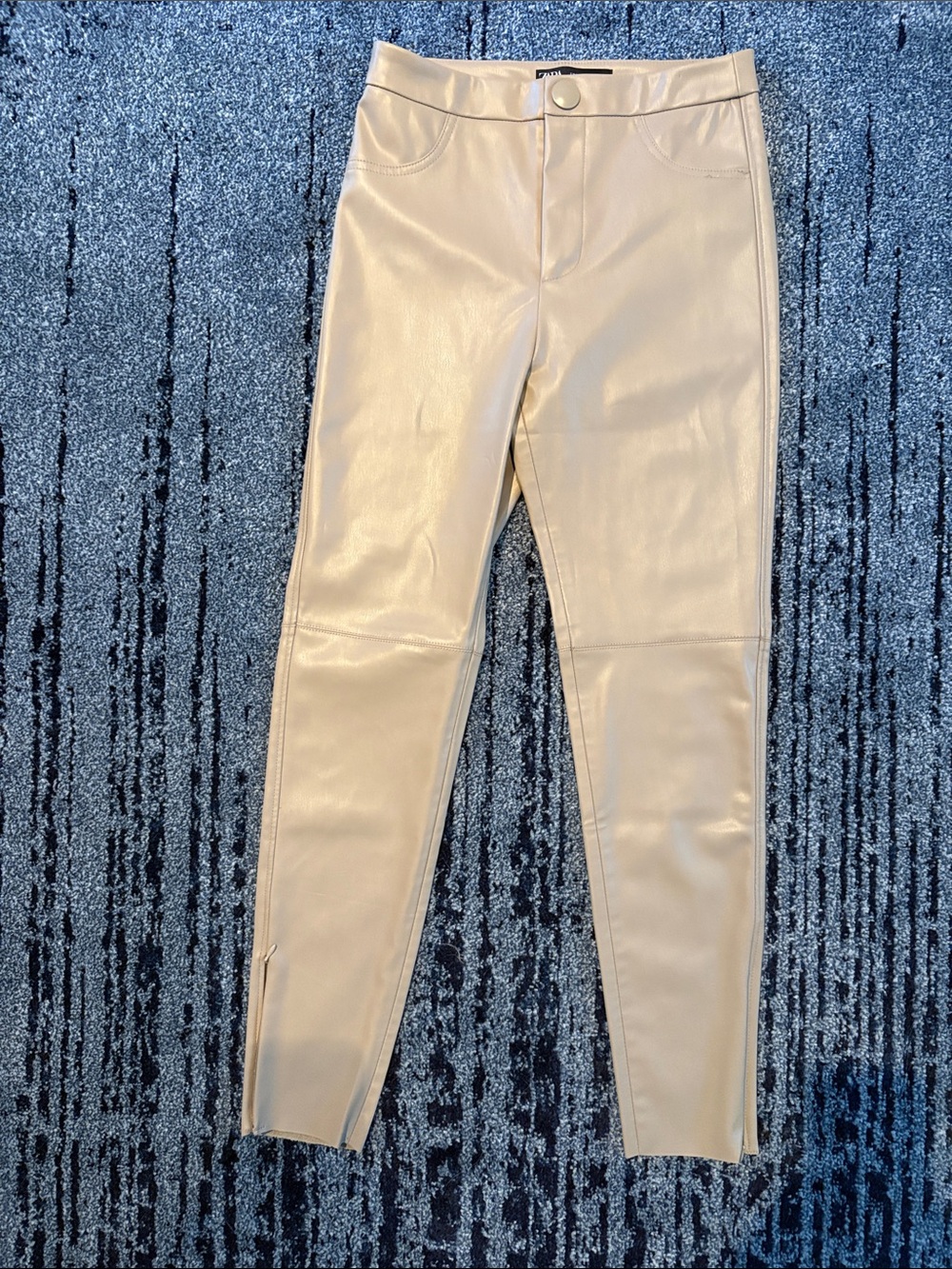 Zara Women’s Faux Leather Skinny Jeans in Beige - Perfect for Fall!